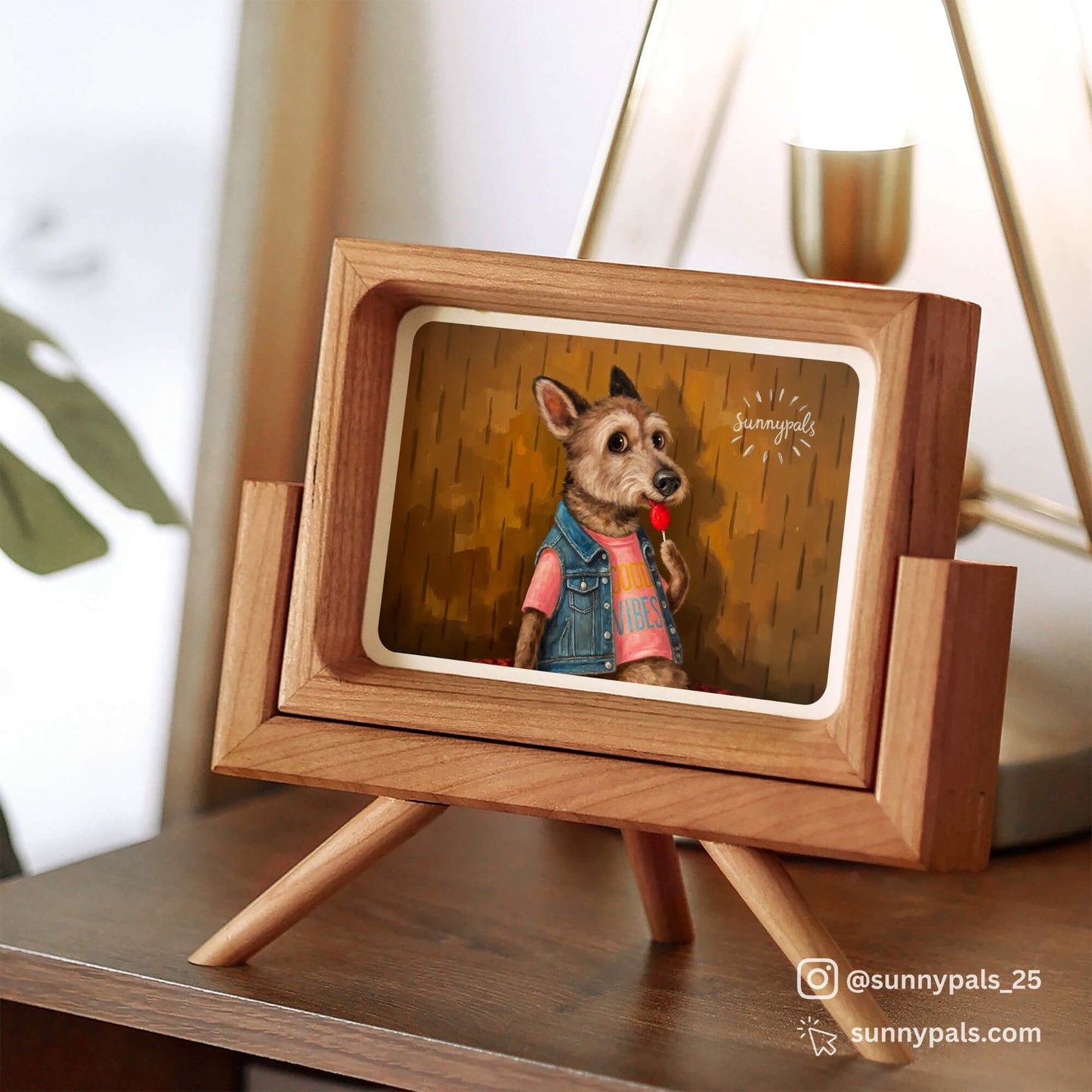 Custom Pet Portraits - Stand Wooden Frame