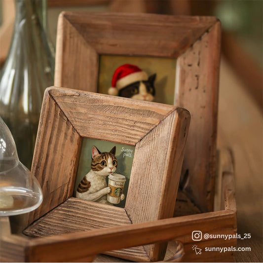 Custom Pet Portraits - Rustic Wooden Frame