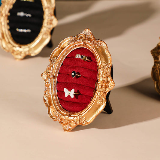 Handmade Baroque Gold Oval Frame Velvet Ring Holder | SunnyPals Pick