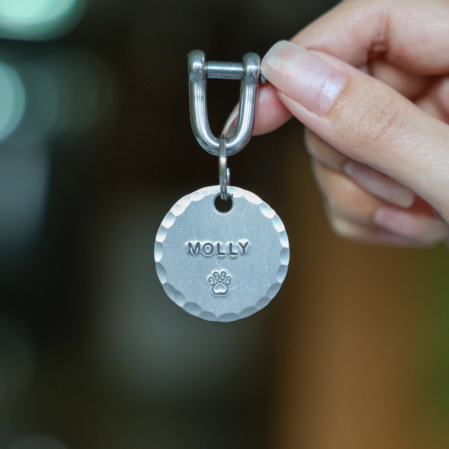 Custom Hand-Stamped Aluminum Pet ID Tag – Scalloped Edge | SunnyPals Pick