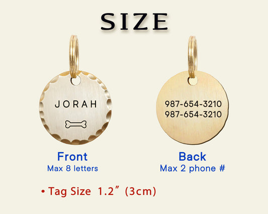 Custom Hand-Stamped Brass Pet ID Tag – Scalloped Edge | SunnyPals Pick