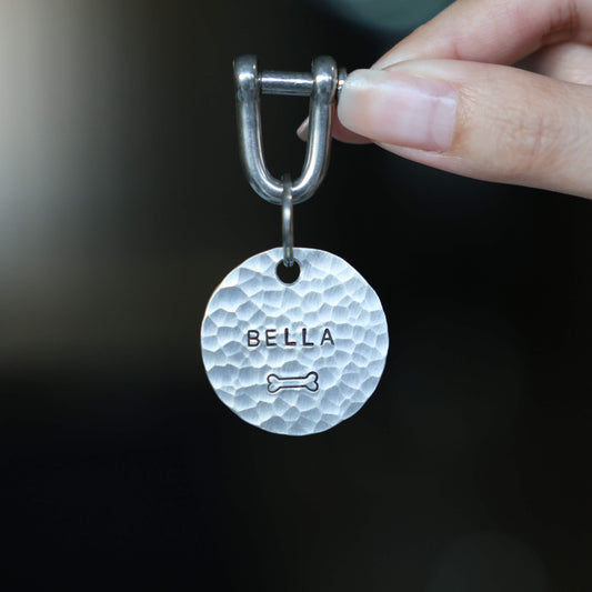 Custom Hand-Stamped Aluminum Pet ID Tag – Hammered Finish | SunnyPals Pick