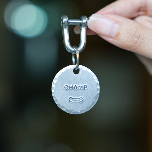 Custom Hand-Stamped Aluminum Pet ID Tag – Scalloped Edge | SunnyPals Pick